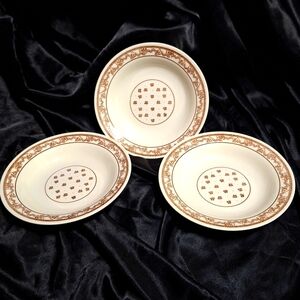 3 Vintage Oxford Rim Bowls~Soup~Cereal~Floral~Brazil~8 Inch